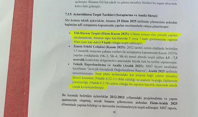 Gebze’deki çöken bina ile ilgili nihai rapor savcılığa sunuldu