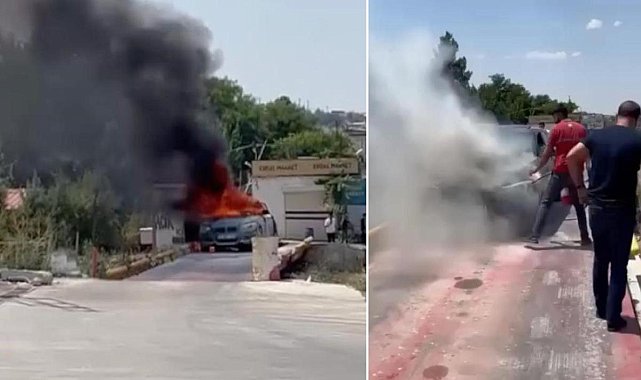 Diyarbakır’da seyir halindeki araç alev aldı
