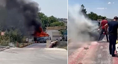 Diyarbakır’da seyir halindeki araç alev aldı