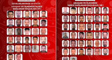 İçişleri Bakanlığı: 27'si kırmızı bültenle aranan 65 suçlu Türkiye'ye getirildi
